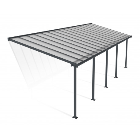 Pergola in alluminio grigio 3x9.71m + PC 16mm Olympia - Canopia by Palram
