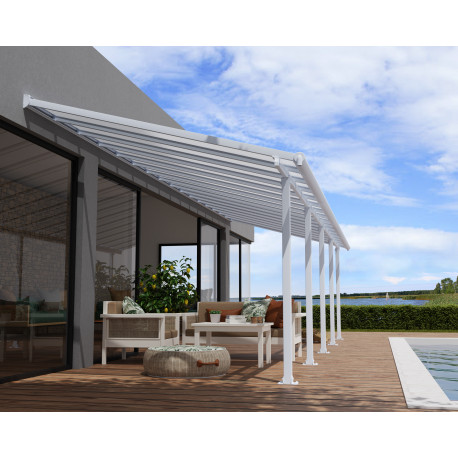 Pergola per terrazza in alluminio bianco 3x9.71m + PC 16mm Olympia - Canopia by Palram