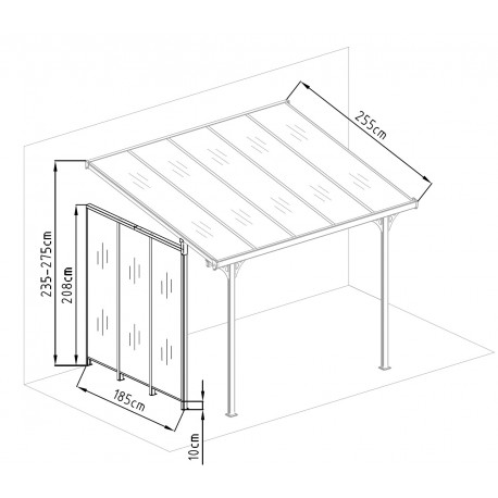 Pannello laterale in alluminio e PC 4mm per pergola per terrazza bianco 2,5m X-METAL