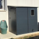 Casetta da giardino addossata in resina antracite 2,09m² + kit di fondazione - JOBU