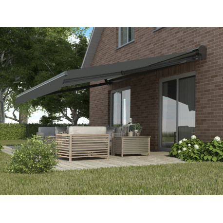 Tenda da sole ad apertura motorizzata 395x300 cm DECO in tessuto poliestere grigio - X-METAL