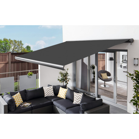 Tenda da sole ad apertura manuale 400x300cm LUXO tessuto poliestere grigio - X-METAL