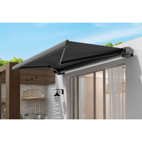 Tenda da sole ad apertura motorizzata 400x300cm LUXO tessuto poliestere grigio - X-METAL