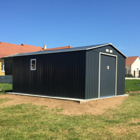 Casetta in lamiera 15,16m² PLUS antracite + set di montaggio X-METAL