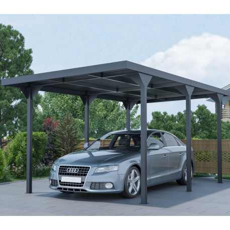 Tettoia per auto tetto piano in acciaio zincato antracite 284x546cm - X-METAL