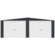 Doppio garage 637x513cm in acciaio zincato grigio antracite con porte avvolgibili - X-METAL