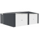 Doppio garage 637x513cm in acciaio zincato grigio antracite con porte avvolgibili - X-METAL