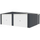 Doppio garage 637x513cm in acciaio zincato grigio antracite con porte avvolgibili - X-METAL