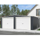 Doppio garage 637x513cm in acciaio zincato grigio antracite con porte avvolgibili - X-METAL