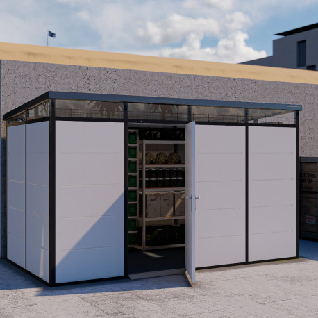Casetta da giardino modulare coibentata profili neri 4x2m - pavimento incluso - Everbox