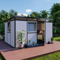 Casetta da giardino modulare coibentata profili neri 4x3m - pavimento incluso - Everbox