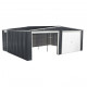 Doppio garage 637x513cm in acciaio zincato grigio antracite con porte avvolgibili - X-METAL