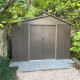 Casetta da giardino in metallo con lucernario 5,44m² effetto legno bois vieilli