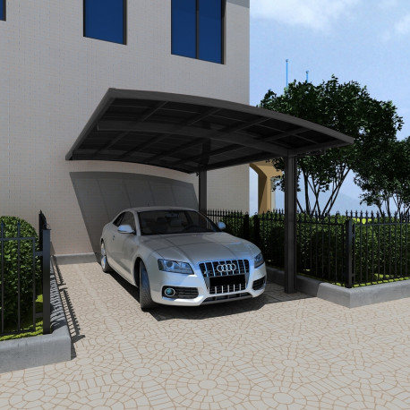 Tettoia per auto 2 pali 15m² in alluminio e policarbonato trasparente FALCON - X-METAL