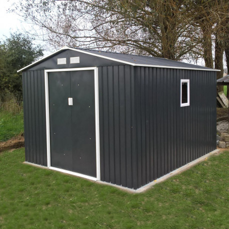 Casetta in lamiera 8,84 m² PLUS antracite + set di montaggio X-METAL