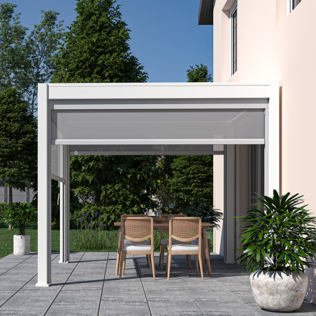 Pergola bioclimatica autoportante in alluminio bianca 3x3m Ombrea
