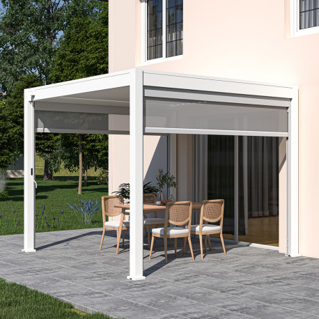 Tenda laterale bianca 300cm per pergola bioclimatica in alluminio Ombrea