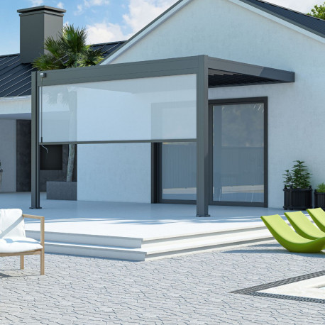 Tenda laterale antracite 400cm per pergola bioclimatica in alluminio Ombrea