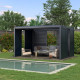 Parete completa con persiane apribili e porta scorrevole - 300cm - antracite - X-METAL