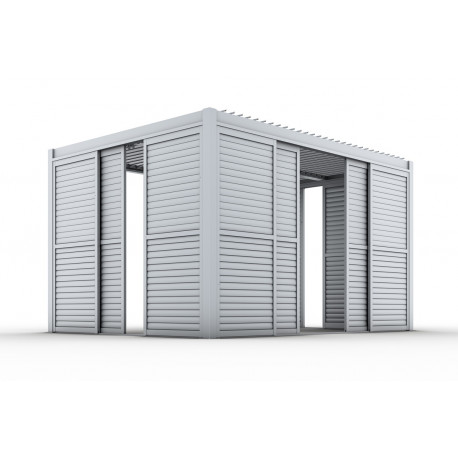 Parete completa con persiane apribili e porta scorrevole - 400cm - grigio chiaro - X-METAL