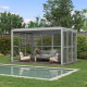 Parete completa con persiane apribili e porta scorrevole - 400cm - grigio chiaro - X-METAL