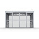 Parete completa con persiane apribili e porta scorrevole - 400cm - grigio chiaro - X-METAL