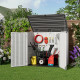 Box da giardino multifunzionale SunLife in HDPE beige - H.119 cm - 2 contenitori - JOBU