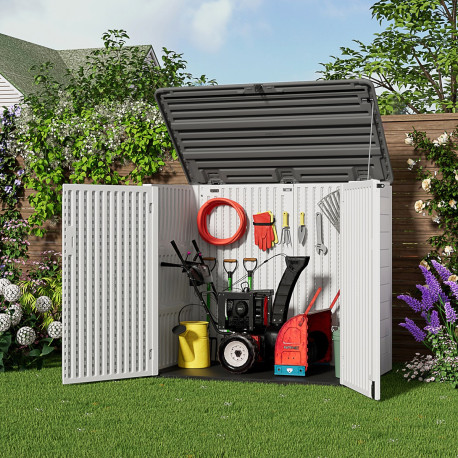Box da giardino multifunzionale SunLife in HDPE beige - H.119 cm - 2 contenitori - JOBU