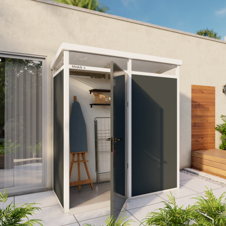 Casetta da giardino modulare coibentata 2x1m antracite e bianca - pavimento incluso - Everbox