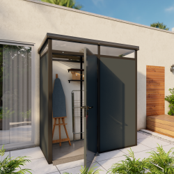 Casetta da giardino modulare coibentata 2x1m antracite e nera - pavimento incluso - Everbox