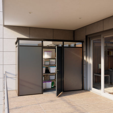 Casetta da giardino modulare coibentata 3x1m profili antracite e neri - pavimento incluso - Everbox