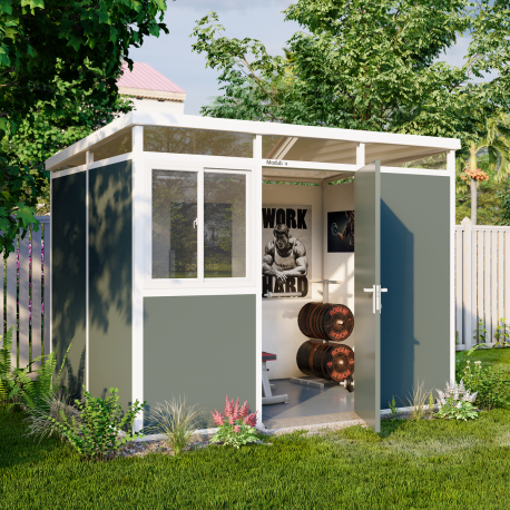 Casetta da giardino modulare coibentata 3x2m antracite e bianca - pavimento incluso - Everbox