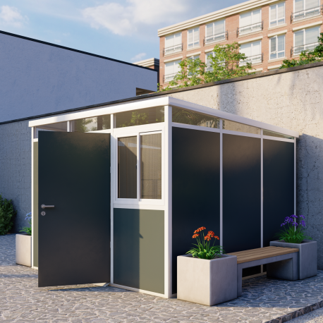 Casetta da giardino modulare coibentata 3x3m antracite e bianca - pavimento incluso - Everbox