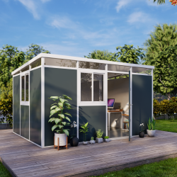 Casetta da giardino modulare coibentata 4x3m antracite e bianca - pavimento incluso - Everbox