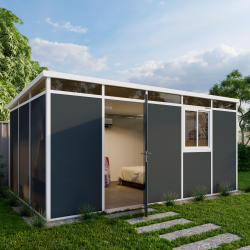 Casetta da giardino modulare coibentata 5x3m antracite e bianco - pavimento incluso - Everbox