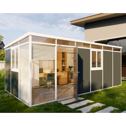 Casetta da giardino modulare coibentata 6x3m antracite e bianca - pavimento incluso - Everbox
