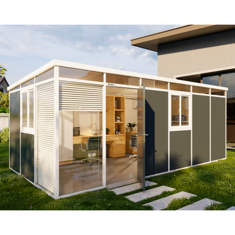 Casetta da giardino modulare coibentata 6x3m antracite e bianca - pavimento incluso - Everbox