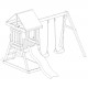 Area giochi POUET-POUET in legno termotrattato con 2 altalene e 1 scivolo - Abracadaprout