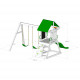 Area giochi POUET-POUET in legno termotrattato con 2 altalene e 1 scivolo - Abracadaprout