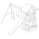 Area giochi MAMMOUTH in legno termotrattato con 2 altalene, 1 trapezio e 1 scivolo - Abracadaprout