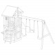 Area giochi MAMMOUTH in legno termotrattato con 2 altalene, 1 trapezio e 1 scivolo - Abracadaprout