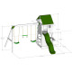 Area giochi MAMMOUTH in legno termotrattato con 2 altalene, 1 trapezio e 1 scivolo - Abracadaprout