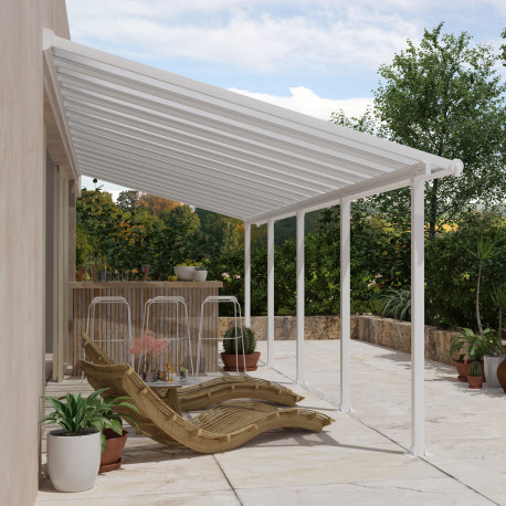Pergola in alluminio bianco 3x9,15m + PC 16mm Olympia - Canopia by Palram