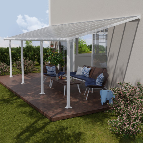 Pergola per terrazza in alluminio bianco 3x7,30m + PC 16mm Olympia - Canopia by Palram