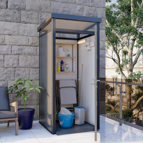 Casetta da giardino modulare coibentata 1x1m pannelli grigi profili neri - pavimento incluso - Everbox