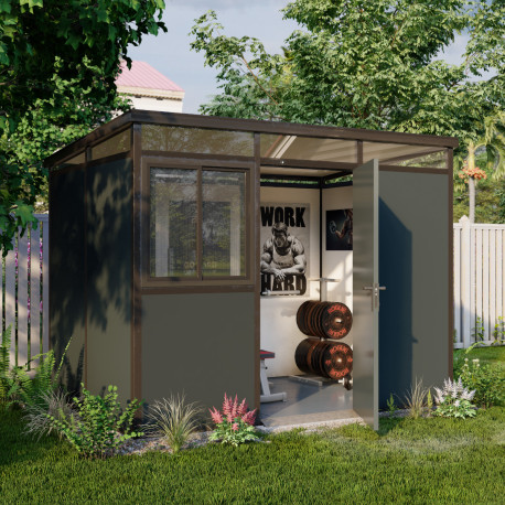 Casetta da giardino modulare coibentata 3x2m antracite e nera - pavimento incluso - Everbox