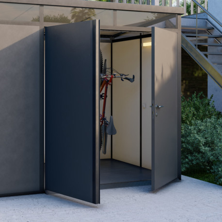 Doppia porta in sostituzione della porta singola antracite con telaio nero - Everbox