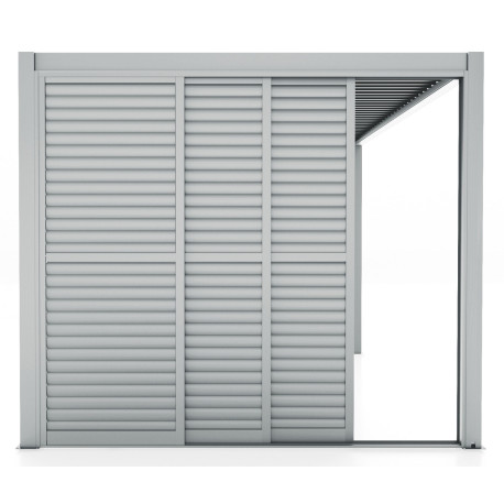 Parete completa a 3 pannelli scorrevoli con alette orientabili - 400cm - grigio chiaro - X-METAL