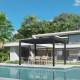 Pergola bioclimatica autoportante motorizzata DOBLA in alluminio doppie alette antracite 4x3m - X-METAL