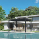 Pergola bioclimatica autoportante DELUXE in alluminio con doppie alette antracite 4x4m - telecomando - X-METAL